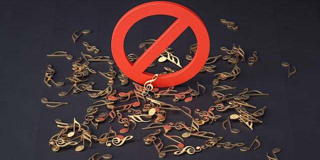 Noten und Verbotsschild